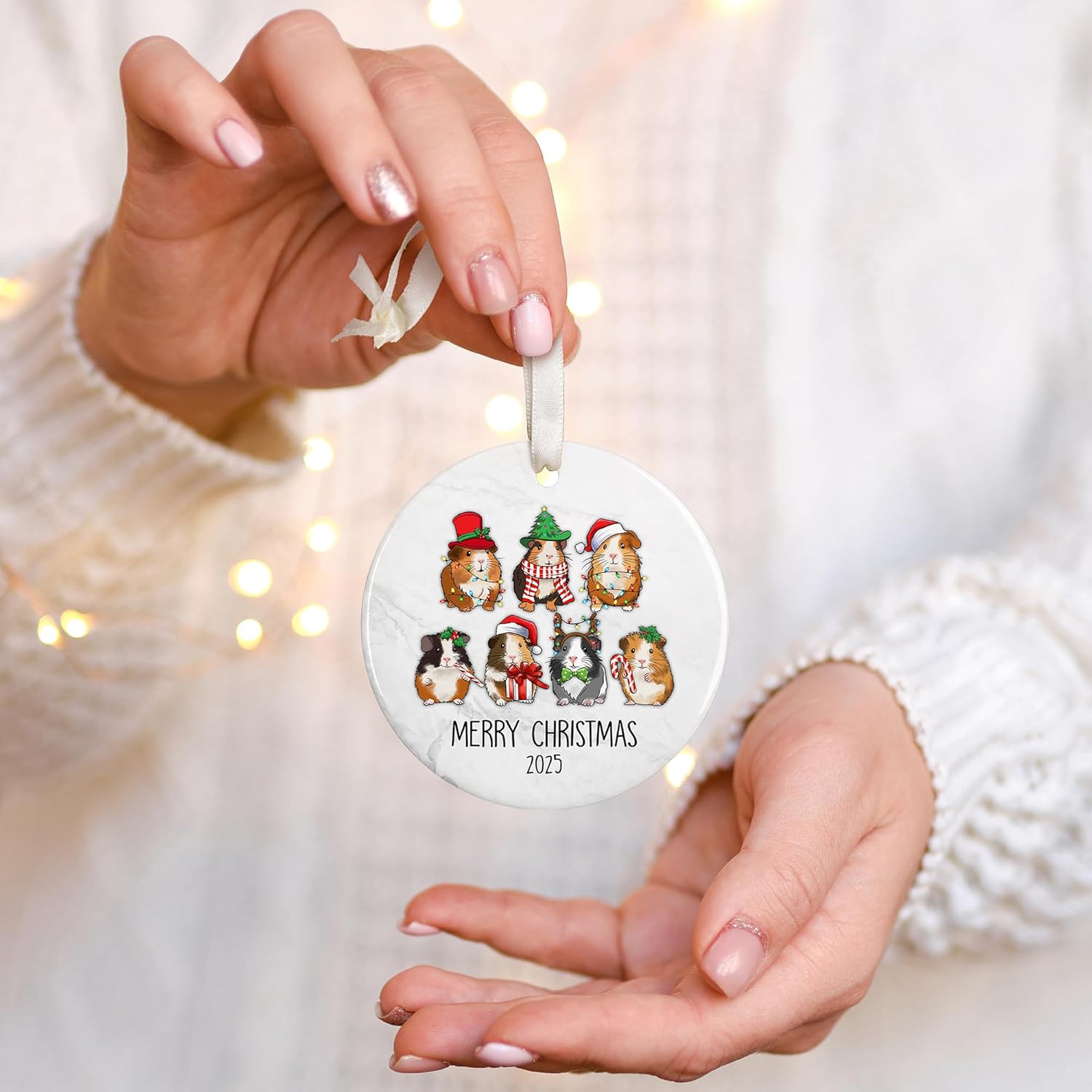 Guinea Pig Christmas Ornament - Guinea Pig Lovers Ornaments for Christmas Tree, Cute Animals Pet Ornaments - Ceramic Ornament 2025